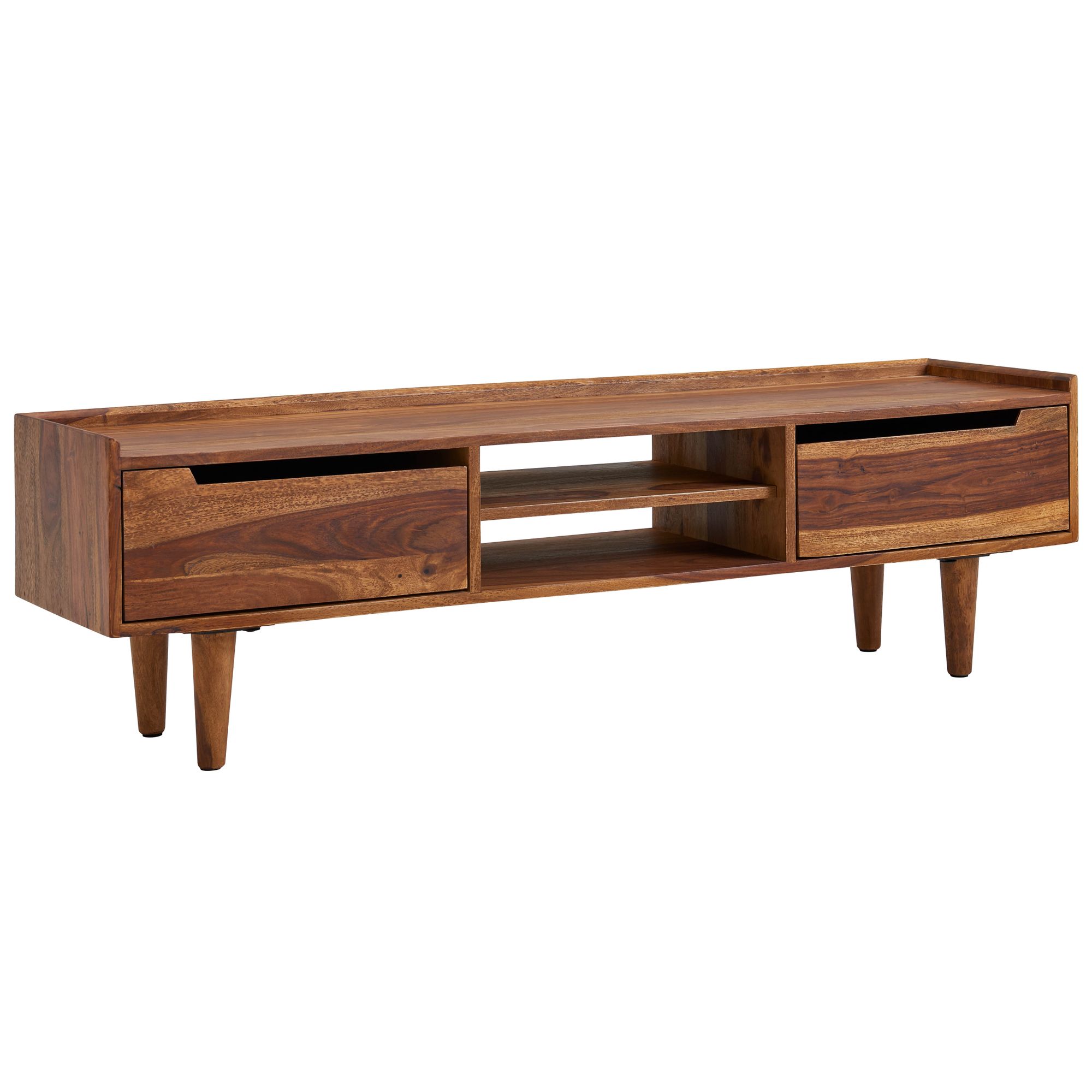 Solid Sheesham Wood Tv Unit With Storage In Natural Finish