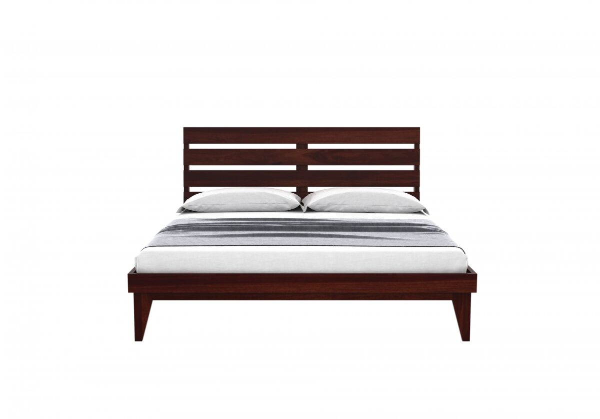 Wooden King Size Bed Without Storage In Mahogany Finish