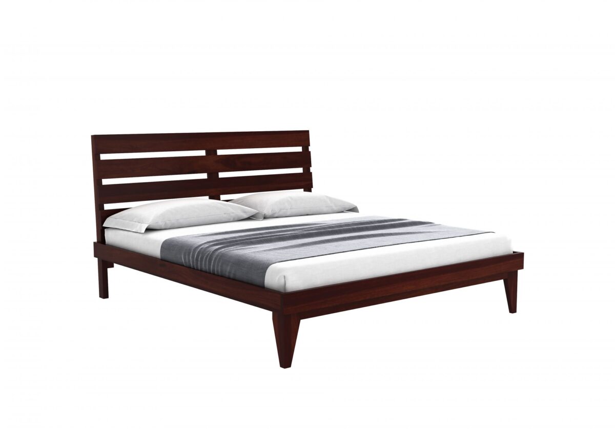 Wooden King Size Bed Without Storage In Mahogany Finish