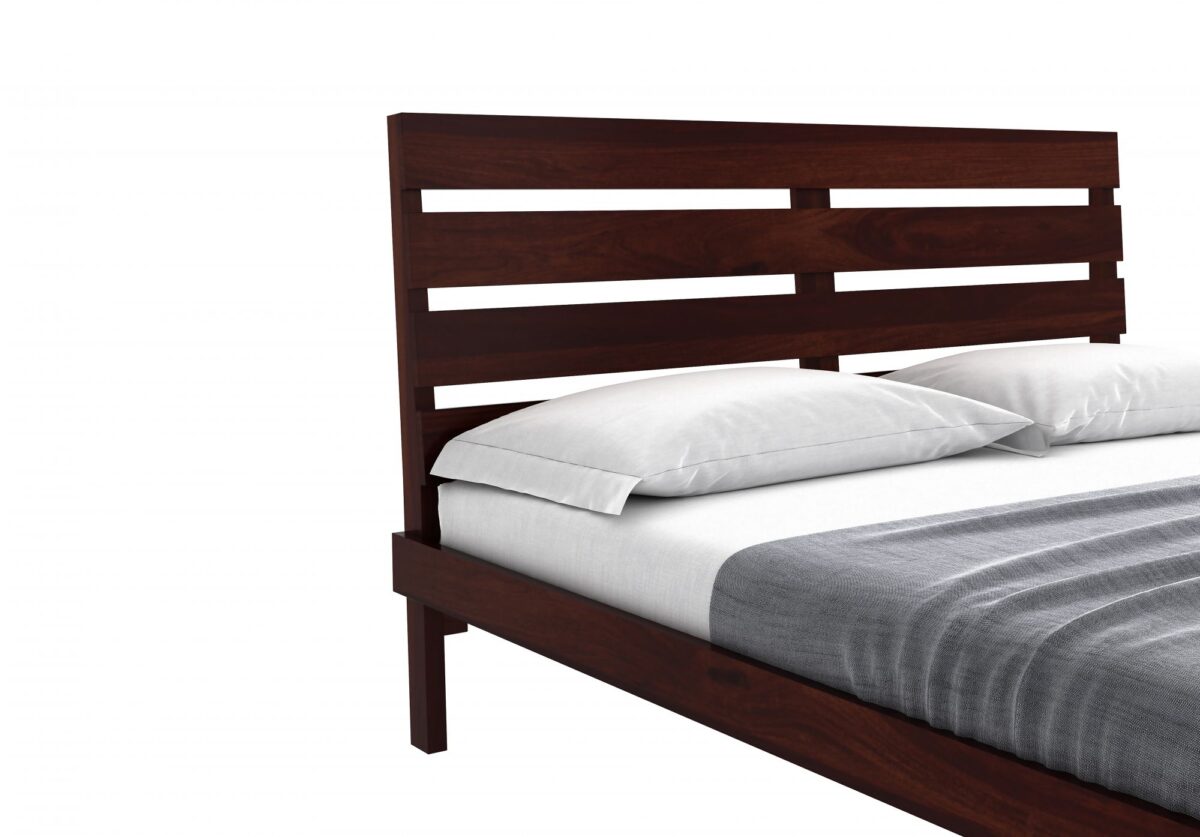 Wooden King Size Bed Without Storage In Mahogany Finish