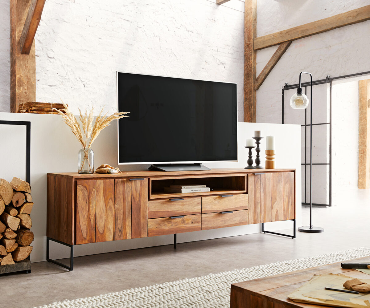 Wooden Tv Unit For Living Room In Natural Finish