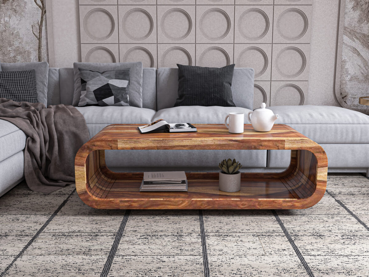 Wooden Coffee Table for Living Room Home (Natural Finish)