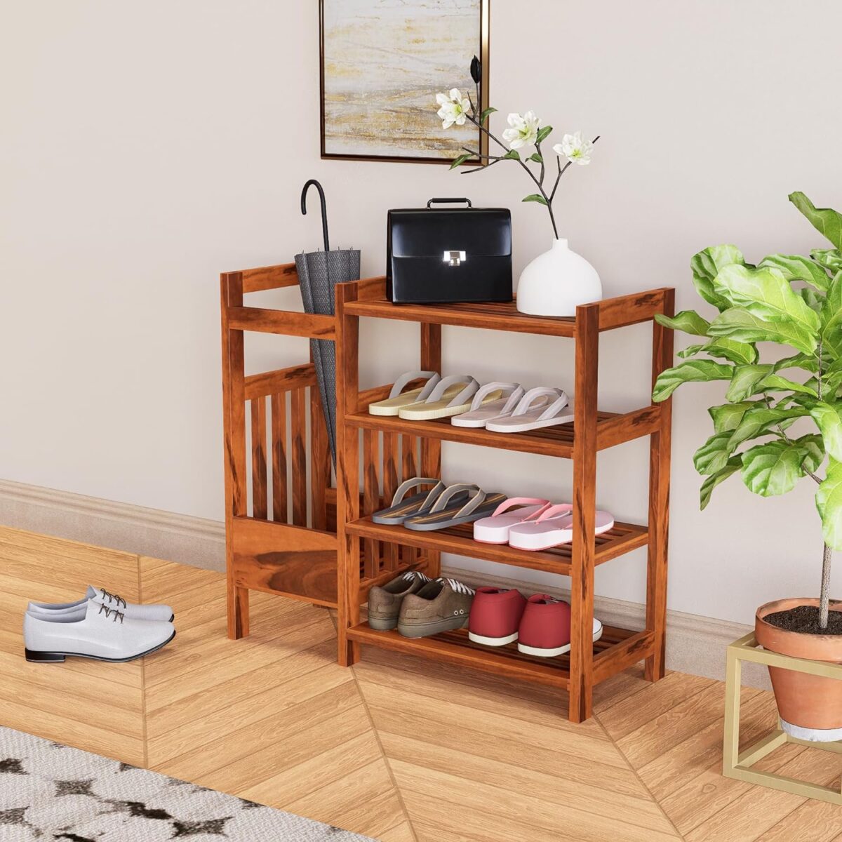 Solid Wood Shoe Stand For Home