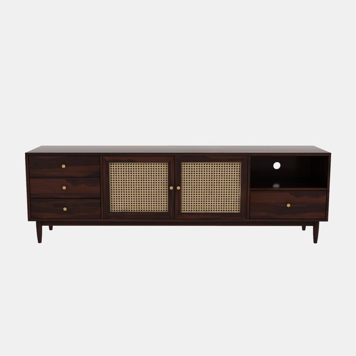 Solid Wood Tv Unit For Living Room In Walnut Finish