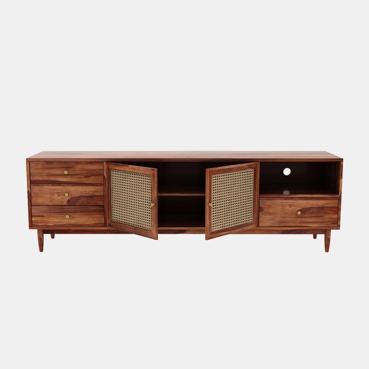 Wooden Tv Unit For Living Room In Honey Finish