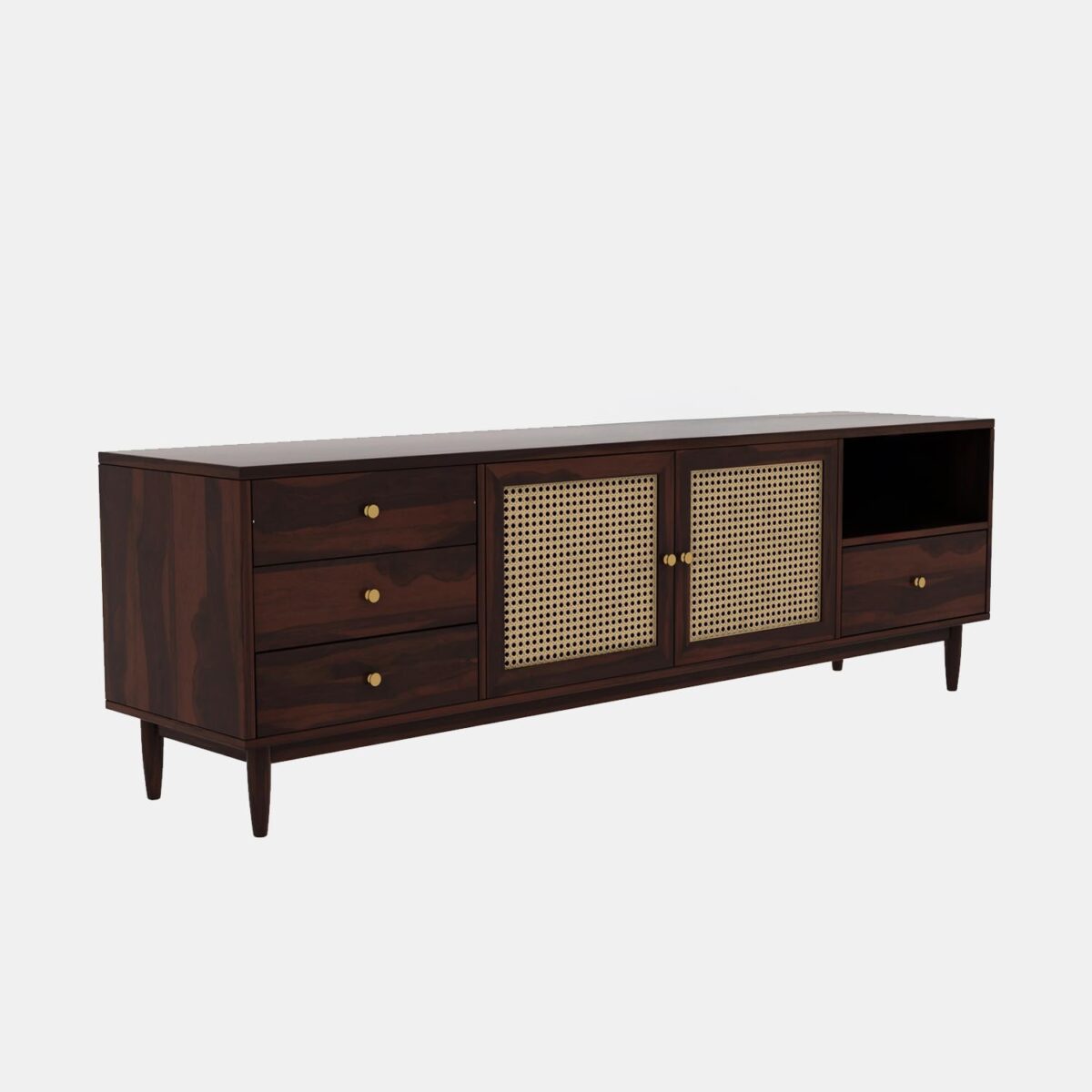 Solid Wood Tv Unit For Living Room In Walnut Finish